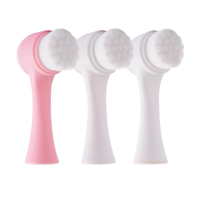 Soft hair silicone double-sided face brush manual cleansing brush remover to remove blackheads and deep clean pores makeup tools